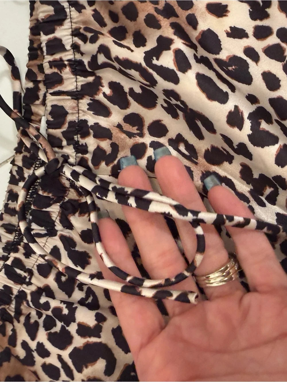 Lena Leopard Print drawstring pants - Tan and Black Sz S